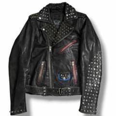 美品 DIESEL ディーゼル 鋲ジャン ライダース レザー Y2K 黒 ダブル
