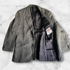 70s80s archive ハリスツイードヘリンボーンテーラードジャケット革釦