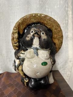 稀少 信楽焼 白たぬき置物 蛸付き 縁起物 骨董品 昭和レトロ 狸庵 オブジェ 稀少 信楽焼 白たぬき置物 蛸付き 縁起物 骨董品 昭和レトロ 狸庵