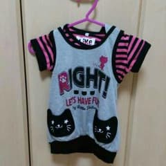 110cm★猫耳付きＴシャツのサムネイル