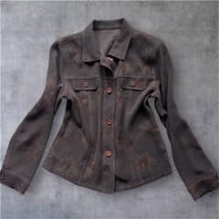 vintage 花柄 長袖シャツ ブラウス ブラウンのサムネイル