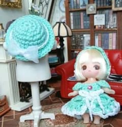 ぷちリカちゃん服 ハンドメイド ドレス 帽子 ヘットドレスバント