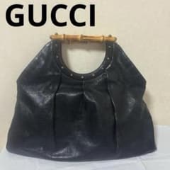 GUCCI】トートバッグ バンブー スタッズ レザー ブラック - メルカリ
