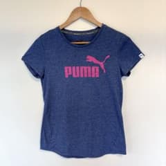 PUMA プーマ 半袖ロゴTシャツ ネイビー ピンクロゴ