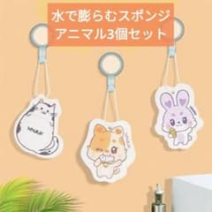 スポンジ 水で膨らむ キッチン バス お風呂 3個セット かわいい
