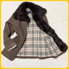 美品 バーバリーロンドン 40 ライナー ファー デニムジャケット ノバ