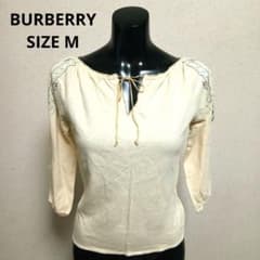 BURBERRY バーバリー 刺繍入りクリーム色五分袖チュニック リボン M