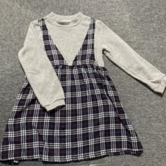 130㎝　チュニック／ワンピース　グレー×チェックのサムネイル