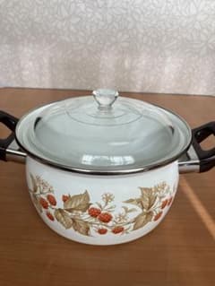 ホーロー鍋 両手鍋 20cm 3.6L 昭和 レトロ 花柄のサムネイル