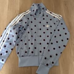 adidas ドット柄 トラックジャケット M 水色 - メルカリ
