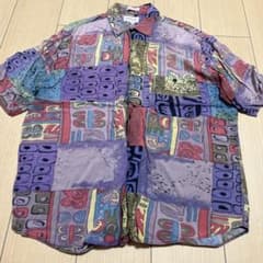 90s CAMPUS 半袖シャツ 柄物 L レーヨ 100%のサムネイル