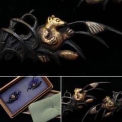 古美術 狸 金工 目貫 目抜き 金具 刀装具 刀剣 彫金 帯留 古美術 骨董