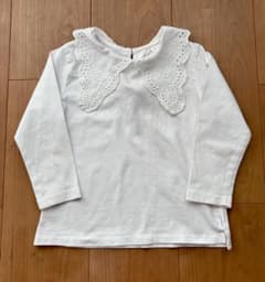 ZARA レース襟 長袖トップス 92cm 花柄刺繍 ホワイト 無地のサムネイル
