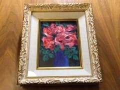 ◉真作保証◉藤波 晃◉油彩 薔薇 静物画 F0号◉豪華額装つき◉送料込み