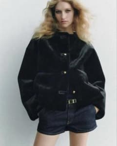 ZARA】ZWコレクション/フェイクファージャケット＊ブラック/XS - メルカリ