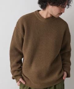 CIAOPANIC TYPY ウォッシャブルワッフルニットクルー 茶色のサムネイル