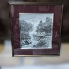 水墨画 風景画 初雪 額入り - メルカリ