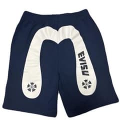 極美品】EVISU フラワー大黒 スウェットハーフパンツ XL ネイビー