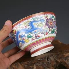 清乾隆粉彩竜紋碗 景徳鎮 陶磁器 装飾品 現代工芸品 美術品 置物