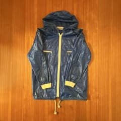 古着　ナイロンジャケット　青　フード付き
