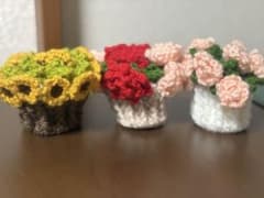 手編みの花束コースター3個セットのサムネイル