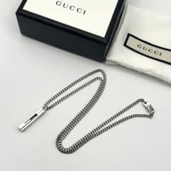 箱付【良品】GUCCI シルバー925刻印 Gモチーフ プレートネックレス 箱付【良品】GUCCI シルバー925刻印 Gモチーフ プレートネックレス