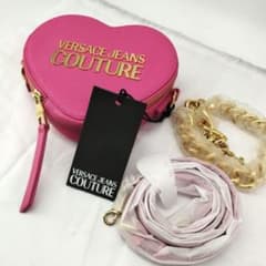 17544✨タグ付き✨VERSACE ハート型 チェーンショルダーバッグ PVC 