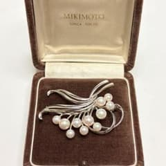 極美品 最高級 MIKIMOTO ミキモトアコヤ真珠 シルバーブローチ 11P