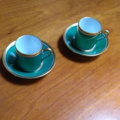 リチャードジノリ　インペログリーン　デミタス　カッブ&ソーサー　2客のサムネイル