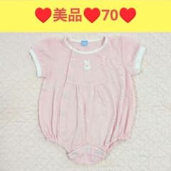 美品♡ファミリア ピンク 半袖ロンパース 70 女の子 うさぎ - メルカリ