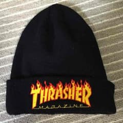 スラッシャー thrasher ニット帽 フレイムロゴ ファイヤーパターン 炎のサムネイル
