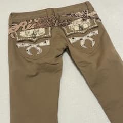 美品 RED PEPPER Y2K チノパン スキニー ベージュ 刺繍 派手