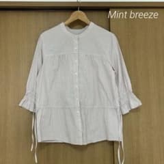 Mint breezeストライプシャツ　コットンブラウス　リボンのサムネイル