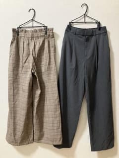レディース パンツ 2点セット チェック柄 無地のサムネイル