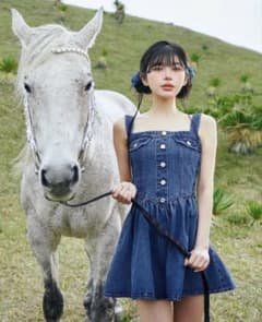 Darich デニムベアフレアミニワンピース BLKのサムネイル
