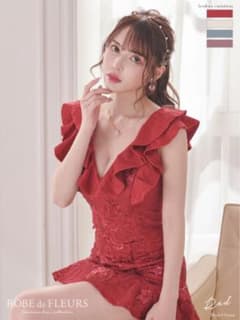 ROBE de FLEURS レッドフリルドレスのサムネイル