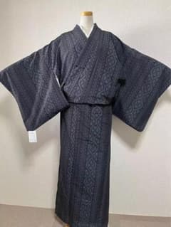 2点 まとめ売り 大島紬調単衣 洗える着物 Lサイズ仕立て上り 普段着 単 