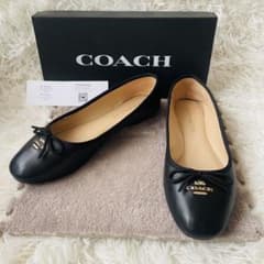 COACH コーチ アリナ レザー バレエシューズ フラット 黒 7.5C - メルカリ