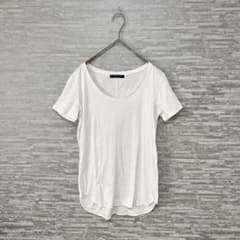 Michel Klein White Short-Sleeved Cut and Sew Top, Size 38, 100% Cotton, Made in Japan, Round Hem Top, White