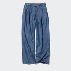 【ユニクロ】ドレープデニムタックパンツ 65ブルー S