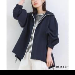 オギャドキ　UV撥水 シワ加工 袖ボリュームパーカー  ネイビーのサムネイル