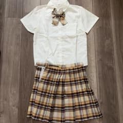 女子高生 制服 コスプレ 衣装 半袖シャツ チェック柄スカート リボンのサムネイル