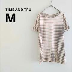 【sale】 TIMEANDTRU ボーダー 半袖 Tシャツ ブラウン ホワイト