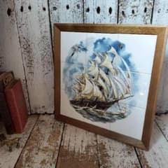 オランダ 80s ヴィンテージ アート タイル 絵画 額装 陶板 帆船 オランダ 80s ヴィンテージ アート タイル 絵画 額装 陶板 帆船 - メルカリ