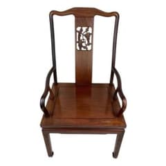 希少】花梨材角 アームチェアー 無垢 透かし彫り 唐木チェア