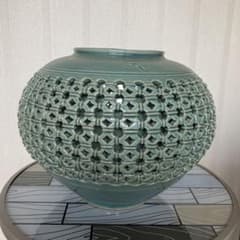 青磁花瓶 たち吉 飛青磁 花瓶 花器 フラワーベース 共箱付き - メルカリ