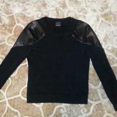 Zara レザー切り替えスウェットシャツのサムネイル