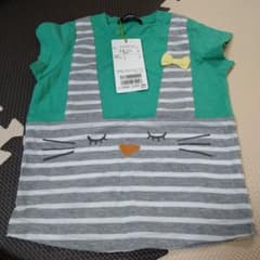 猫顔プリントのTシャツ 90(S)のサムネイル