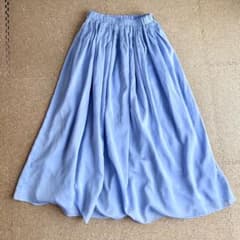 水色 ロングスカート フレア 春夏 きれいめ 体型カバー 上品 ライトブルーのサムネイル