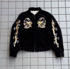 わ*わ様 【希少】東洋テーラー 別珍 襟付 スカジャン M 黒 龍 鷹 刺繍 リ m70438092010_1.jpg?1774359254